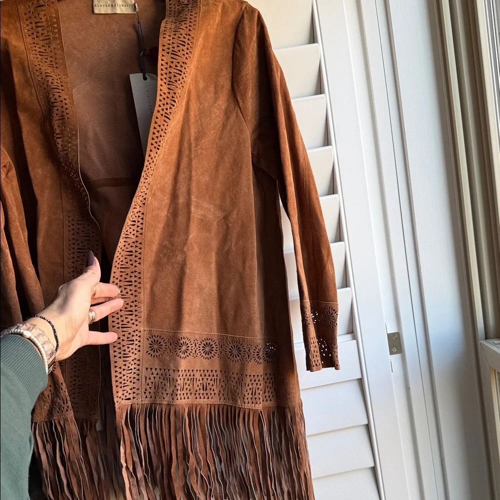Johnny Was Cognac Suede Jacket with Fringe - Picture 2 of 8